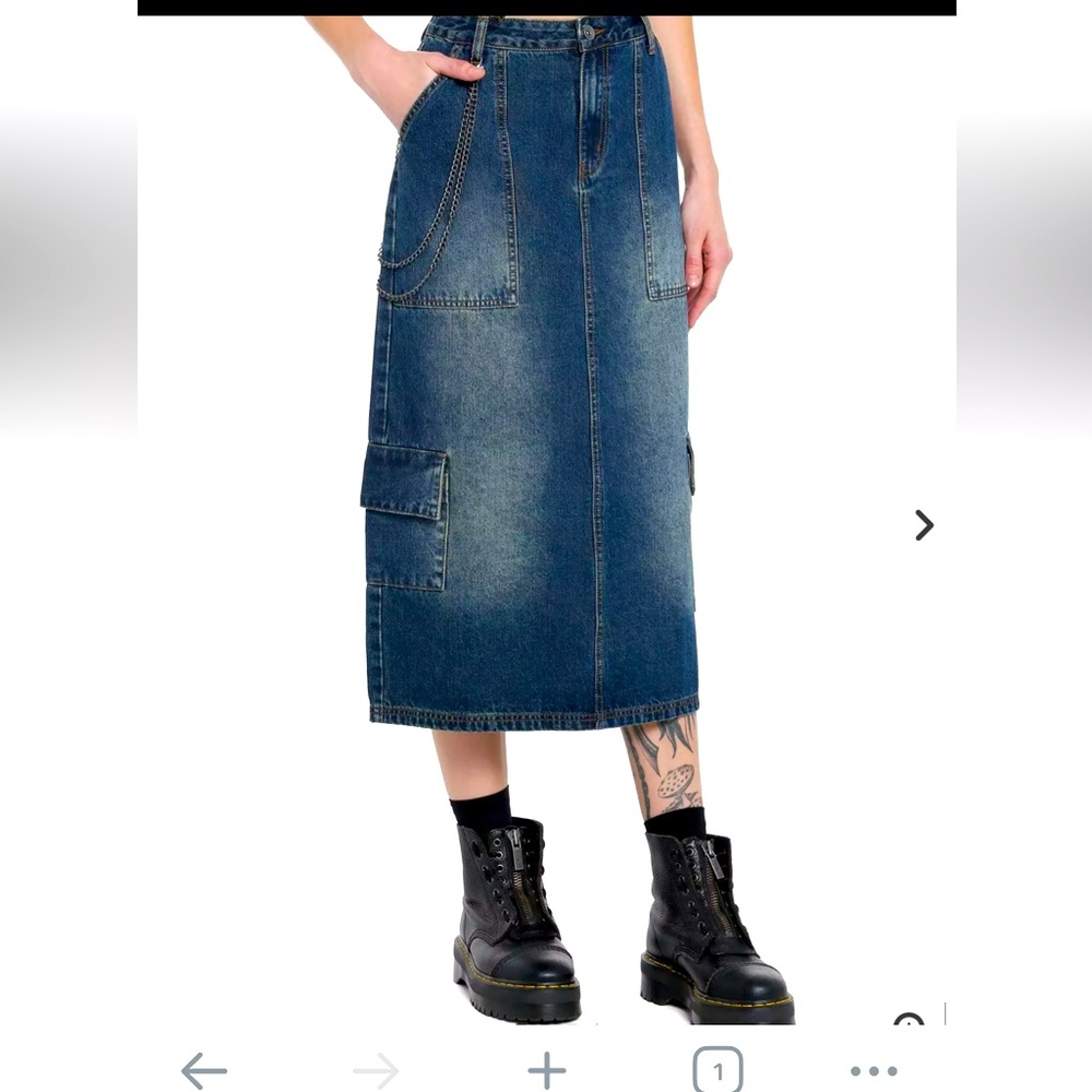 Social Collision Denim Midi Skirt
